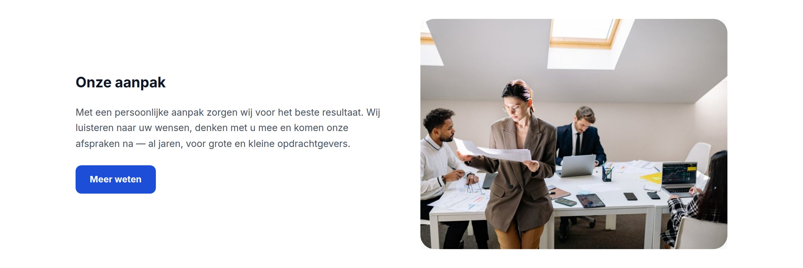 Voorbeeld van het blok Tekst + foto