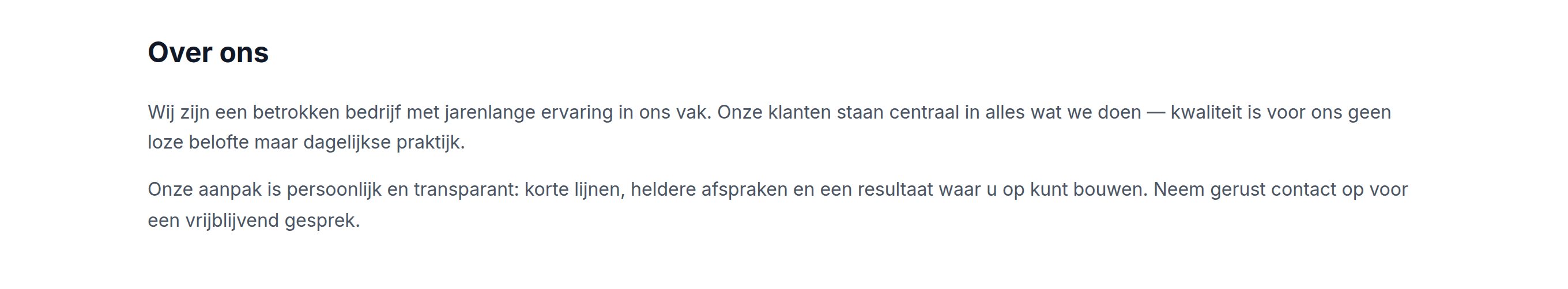 Voorbeeld van het blok Tekst