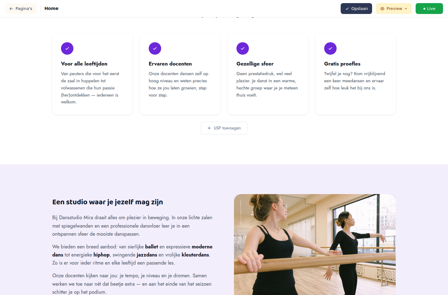 Blokken kiezen in de GO! builder