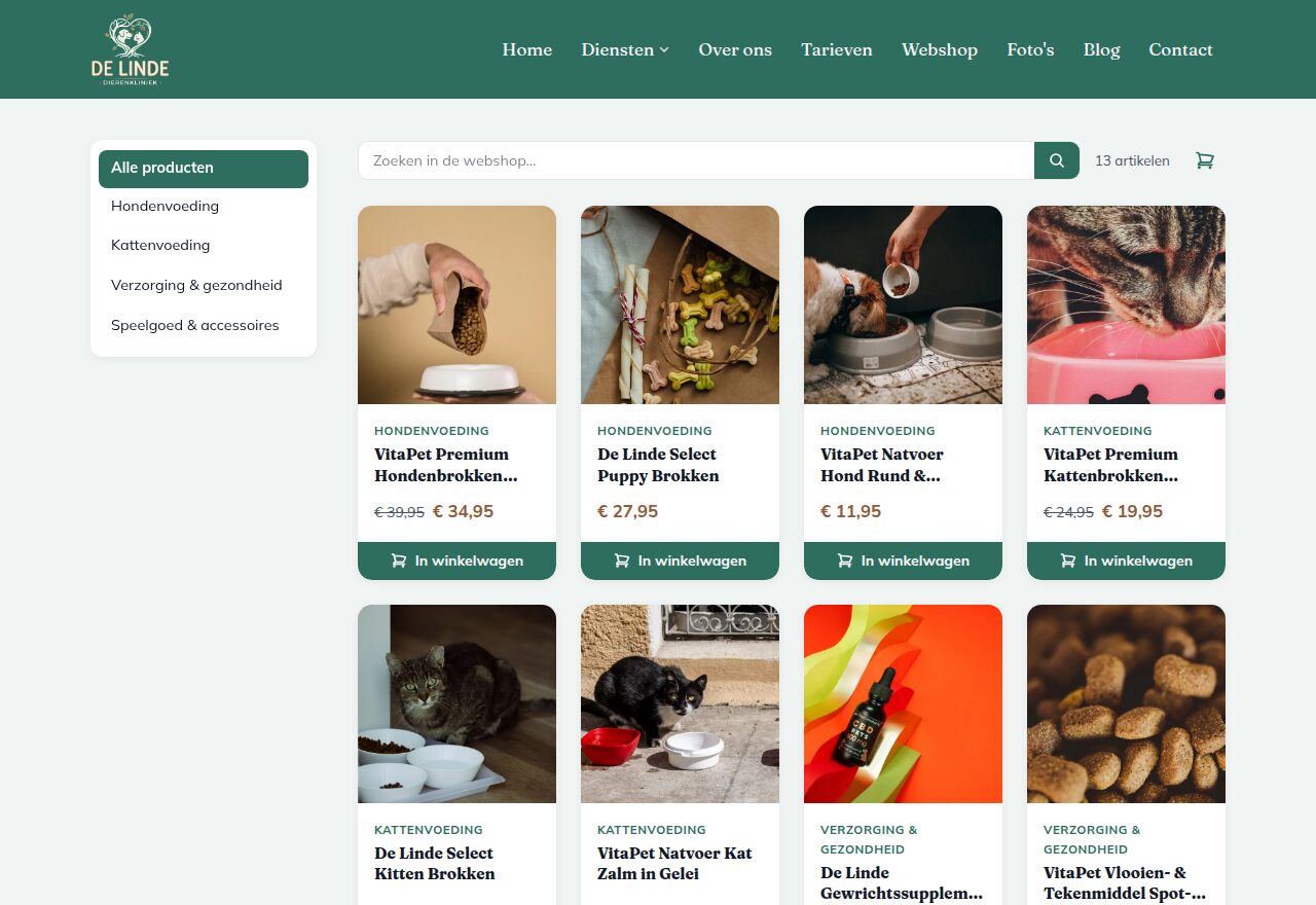 Voorbeeldsite Dierenkliniek De Linde