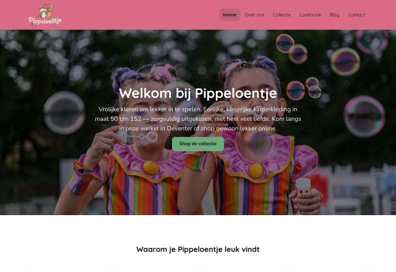 Voorbeeldsite Pippeloentje Kinderkleding
