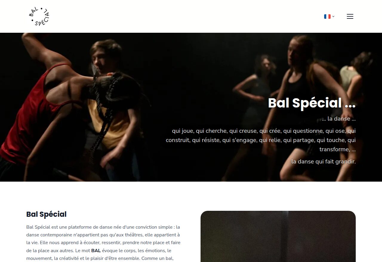 Website van Bal Spécial, gebouwd met de sitebuilder