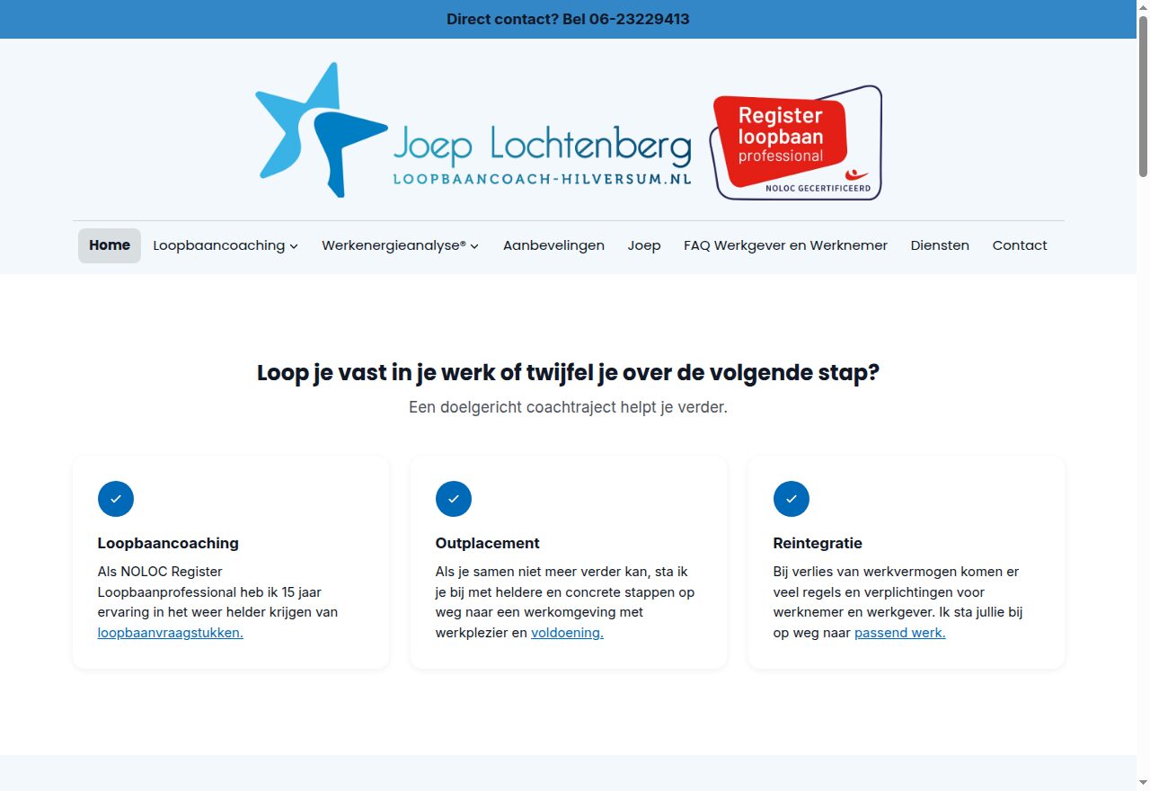 Website van Joep Lochtenberg, gebouwd met de sitebuilder