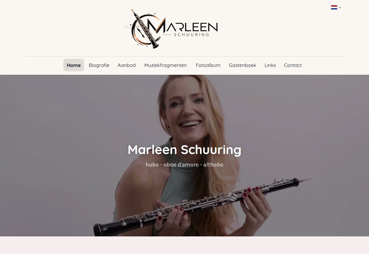 Website van Marleen Schuuring, gebouwd met de sitebuilder