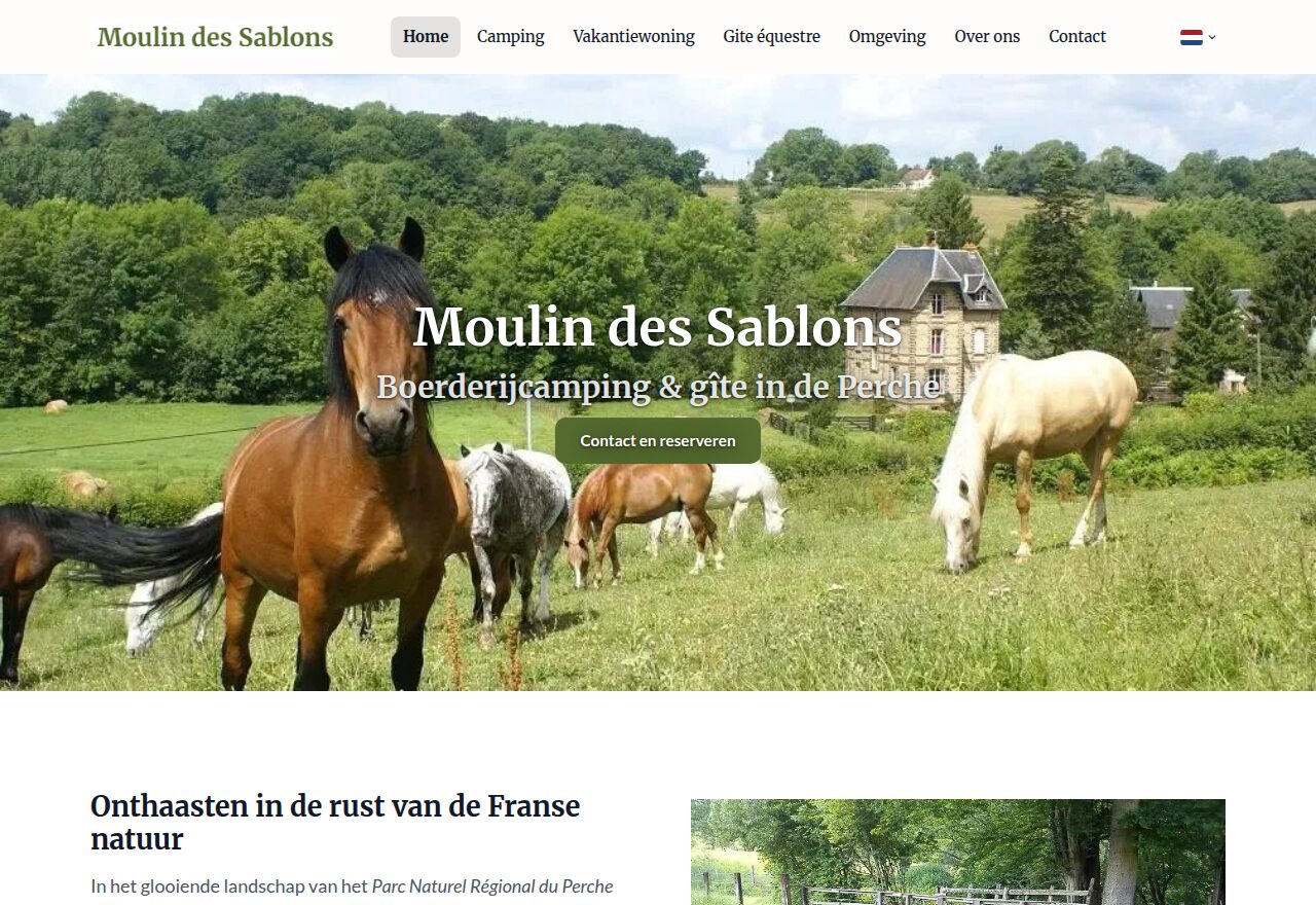 Website van Moulin des Sablons, gebouwd met de sitebuilder