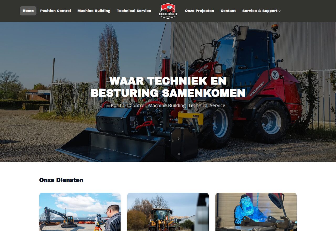 Website van Theo De Bruyn BV, gebouwd met de sitebuilder
