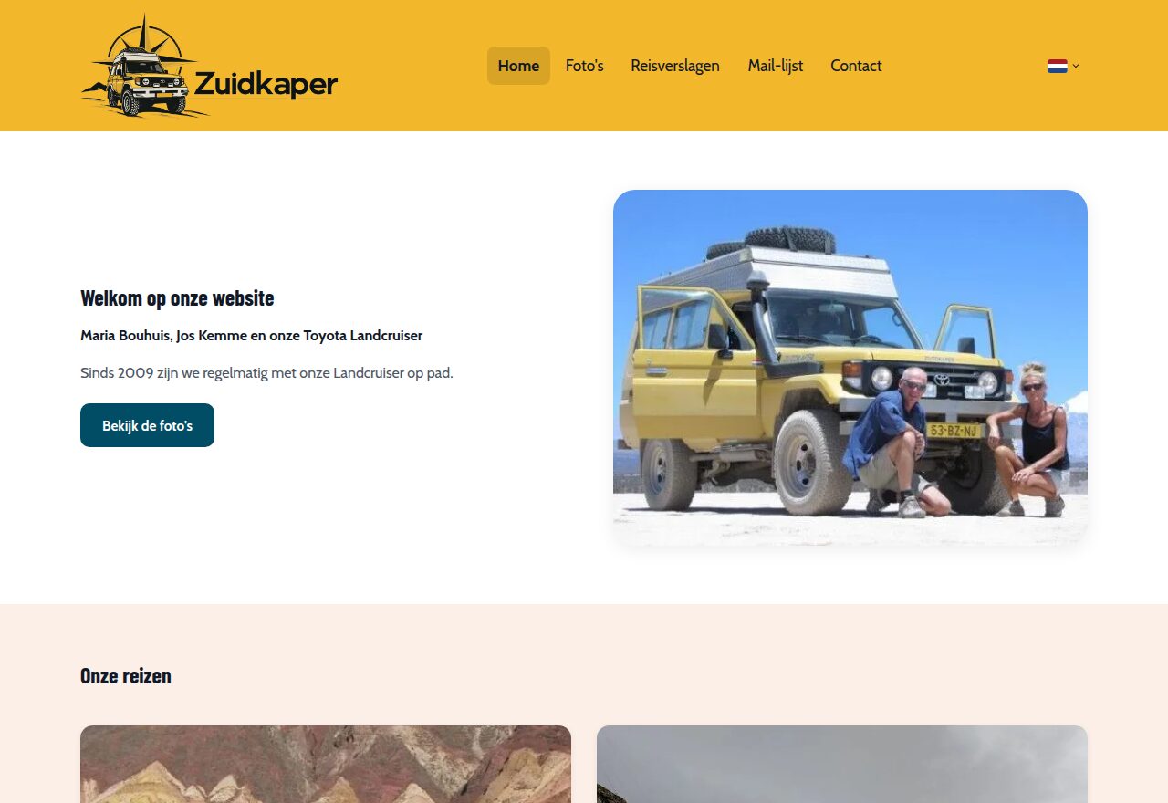 Website van Zuidkaper, gebouwd met de sitebuilder